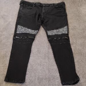 Dstrkt Denim Moto Jeans Zipper And Bandana